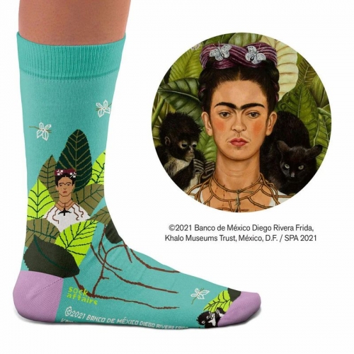 Socken Kunstwerke - Kahlo "Selbstporträt mit Affen"